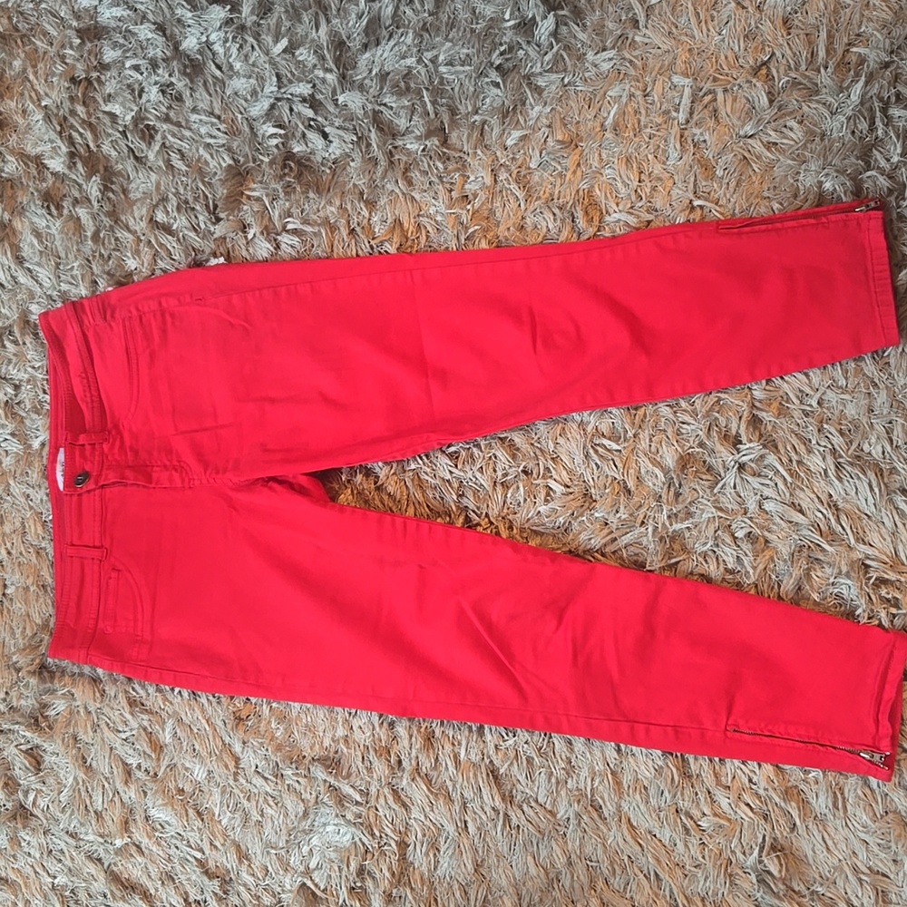 Calvin Klein Red Pants with Zipper Detail